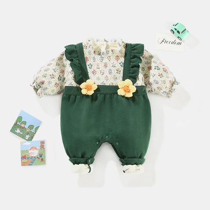 Floral Overalls Thickened Floral Overalls Thickened Baby Romper