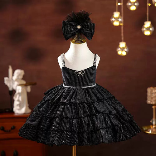 Girls Christmas Dress Girls Black Pageant Princess Dress