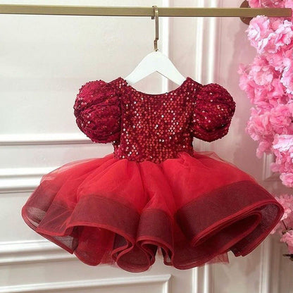 Lovely Baby Girl  Sequins Fluffy Christmas Dress   Toddler  Birthday Princess Dress