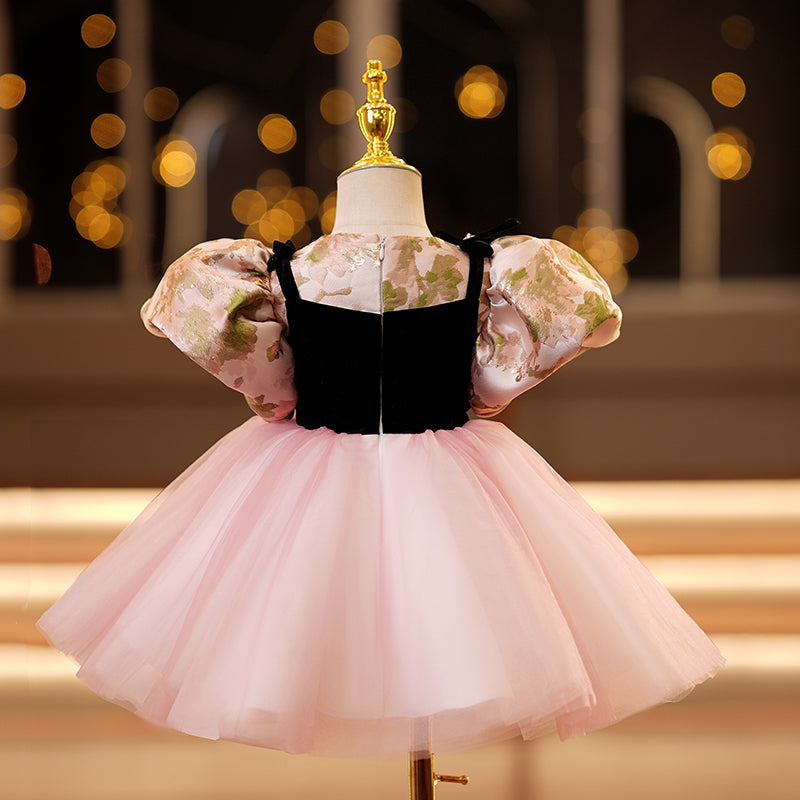 Elegant Cute Girl Printed Puffy Princess Dress