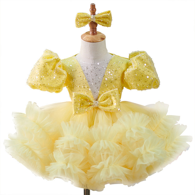 Girls Christmas Dress Cute Baby Girl Puffy Sequins Pageant Dress Toddler Birthday Communion  Princess Dress