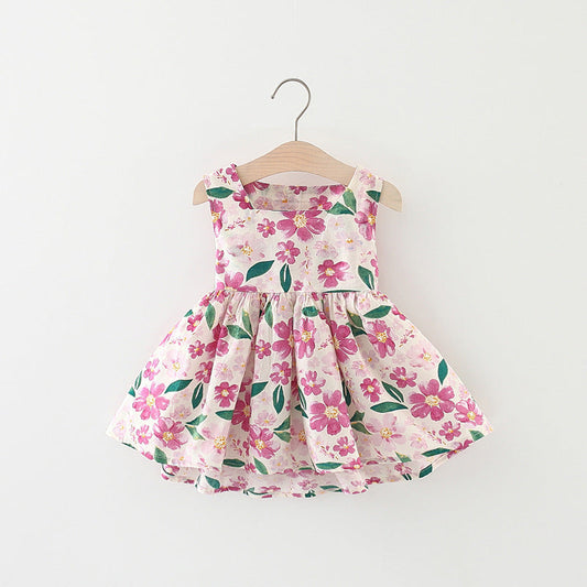 Toddler Dress Sweet Baby Print Floral Sleeveless Princess Dress