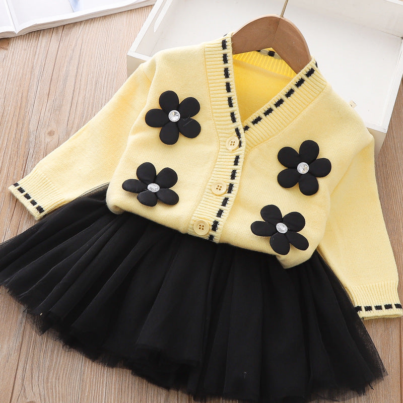 Two-piece Sweater Dress  Children's Knitted Cardigan Dress