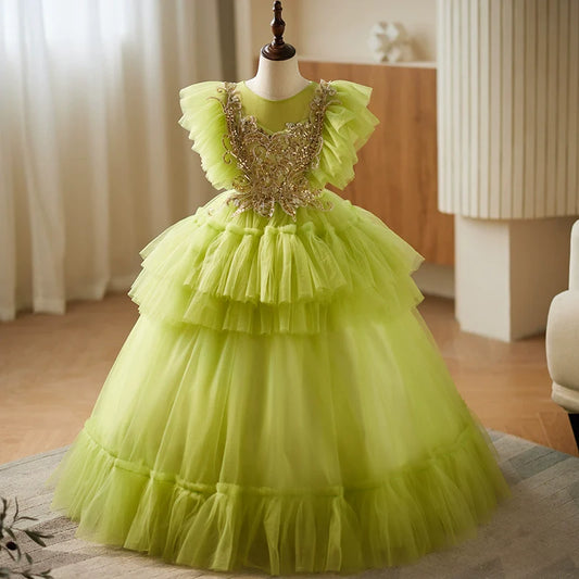 Elegant Baby Girl Beauty Pageant Party Dress Toddler Fluffy Ball Gown