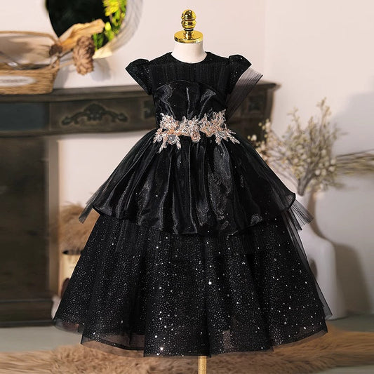 Girls Birthday Princess Dress Black Children Party Dress