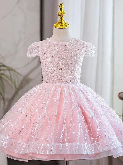 Elegant Baby Girl  Beauty Pageant  Sequined Dress Toddler Birthday First Communion Princess Dress