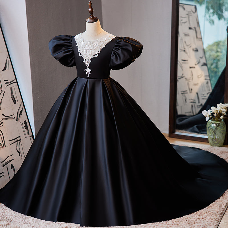 Elegant Luxury Baby Girl Black Birthday Party Princess Dress