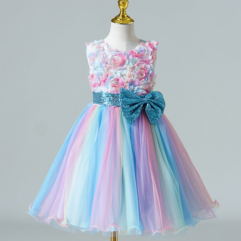 Elegant Baby Girls Floral Tulle Puffy Dress Toddler Little Girl Dresses