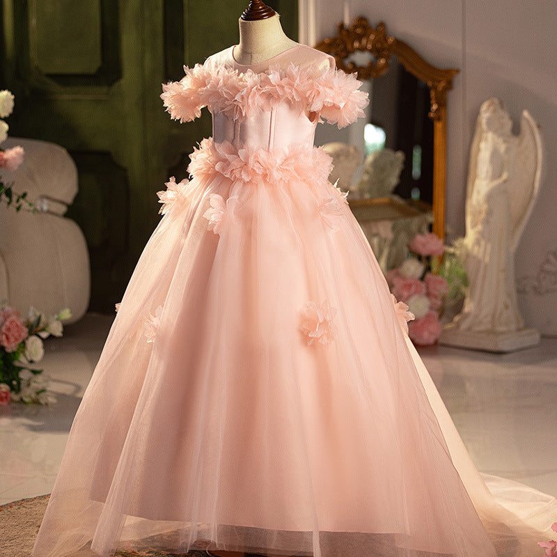 Girls Pageant Dresses Flower Girl Pink Flower Princess Dress