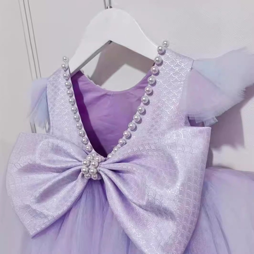 Purple Backless Princess Dress Mermaid Theme Dress