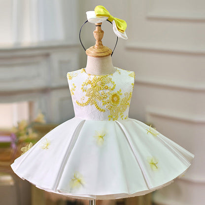 Girls Satin Elegant Princess Dress Baby Birthday Dress