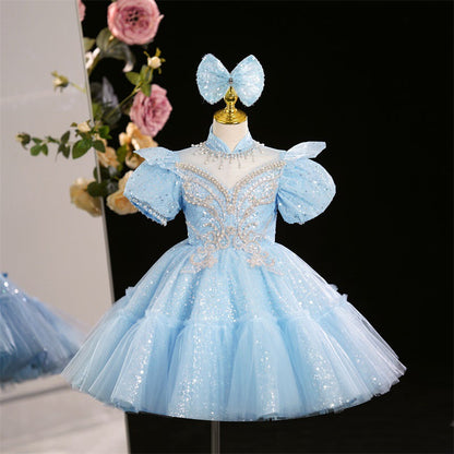 Luxurious Baby Girl Sequins Embroidery Dress Toddler Birthday  Party Dresses