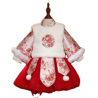 Embroidered Winter Christmas Dress Luxury Birthday Princess Dress