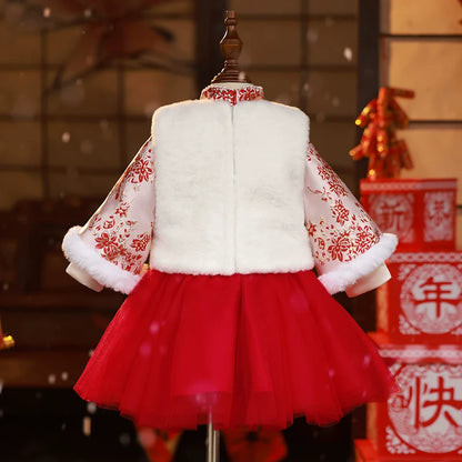 Embroidered Winter Christmas Dress Luxury Birthday Princess Dress