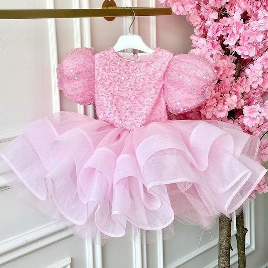 Lovely Baby Girl  Sequins Fluffy Christmas Dress   Toddler  Birthday Princess Dress