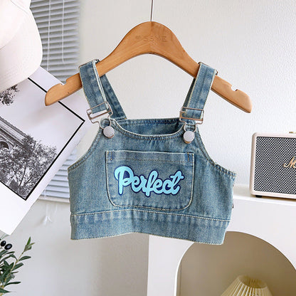 Sweet Girls Summer Denim Three-piece Suit