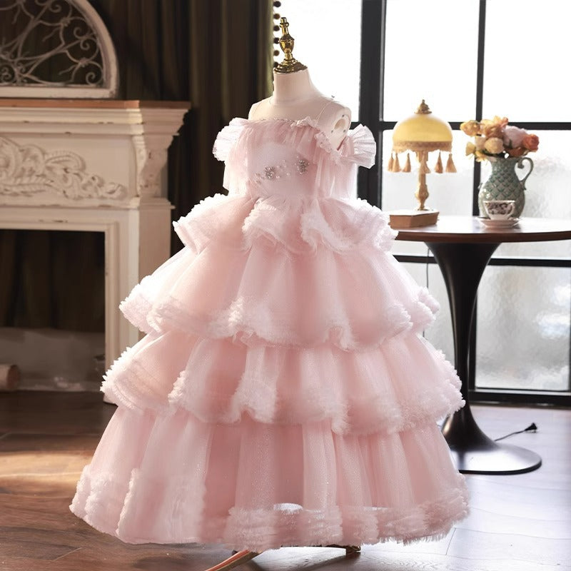 Elegant Baby Pageant Dresses Toddler First Communion Mesh Dress