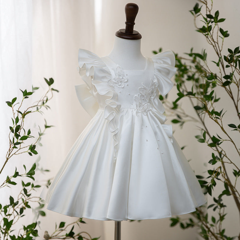 Elegant Baby Butterfly Sleeve First Communion Dress Toddler Formal Dresses