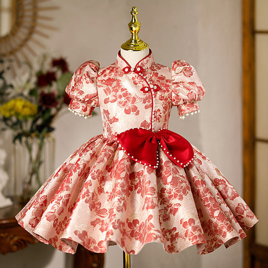 Girls Elegant Birthday Dress Puff Princess Dress