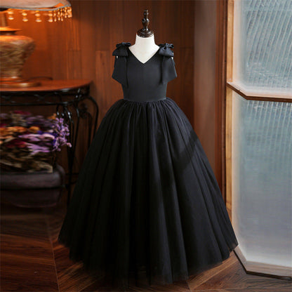 Elegant Baby Black Sleeveless Puff Princess Dress Toddler Girls Formal Dresses