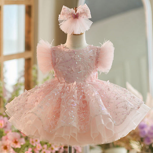 Flower Girl Dress Sequined Dress Fluffy Dress Toddler Beauty Pageant Princess Dress