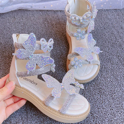 Girls Summer Sandals Rhinestone Shoes Girls Roman Sandals