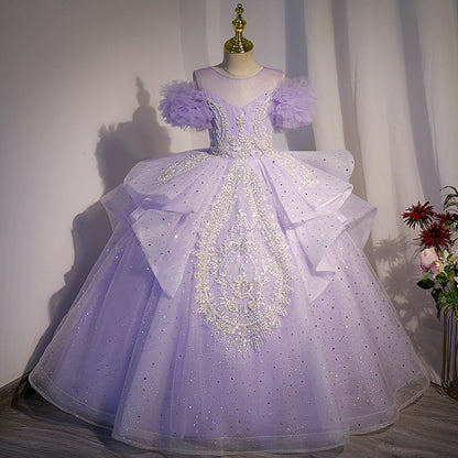 Elegant Girl Sequins Purple Birthday Party Princess Dress