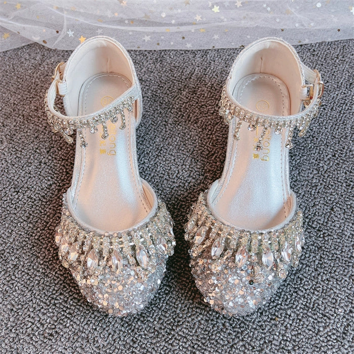 Girls Summer Shiny Sandals Rhinestone Princess Shoes