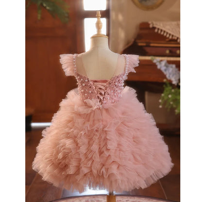 Luxurious Baby Girl Sequin Fluffy Dress Toddler Birthday Pageant Princess Dress