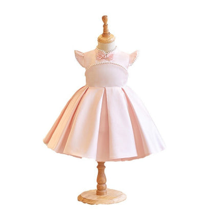 Pink Satin Dress Baby Girl Princess Dress