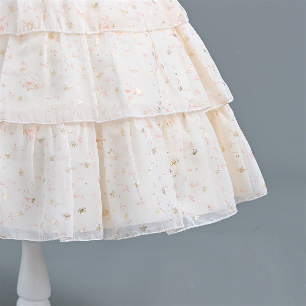 Floral Puff Sleeve Western Princess Dress Girls Dress