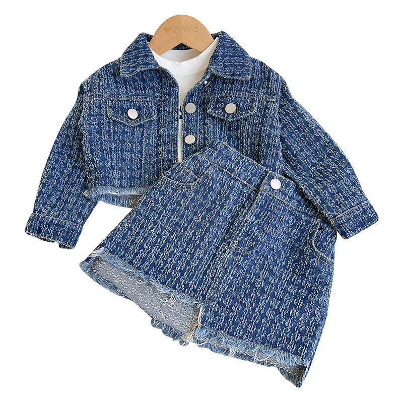 Girls Casual Denim Two-piece Set