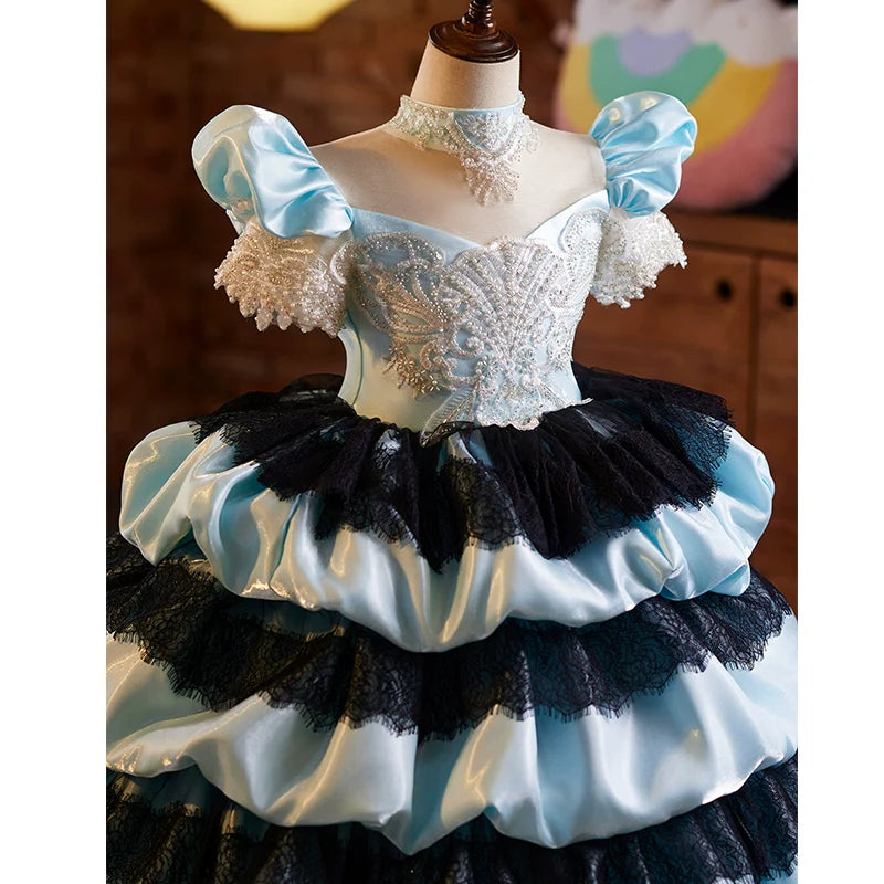 Girls Birthday Dress Children Party Sequin Princess Dress