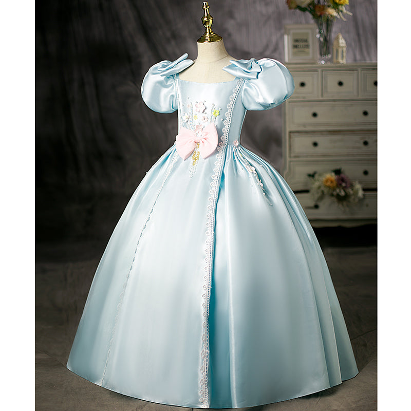 Elegant Girl Bowknot Flower Princess Dress