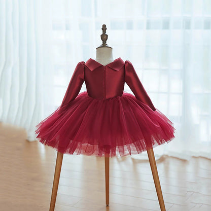 Red Christmas Dress Girl Fluffy Princess Dress