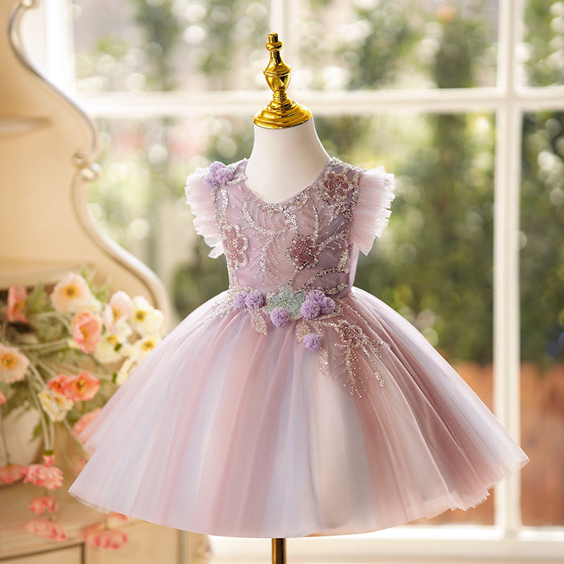 Elegant Little Girl Sequin Dresses Toddler Birthday Costume Princess Dress