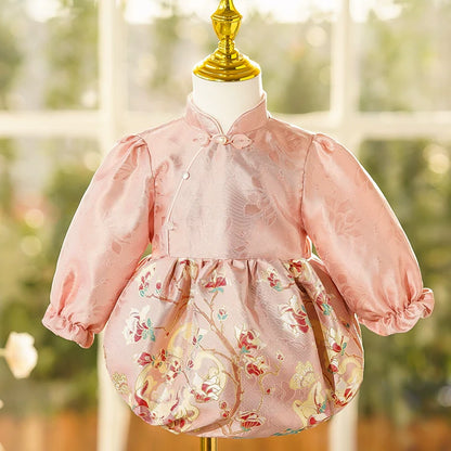 Elegant Baby Girls Pink Girls Christening Romper