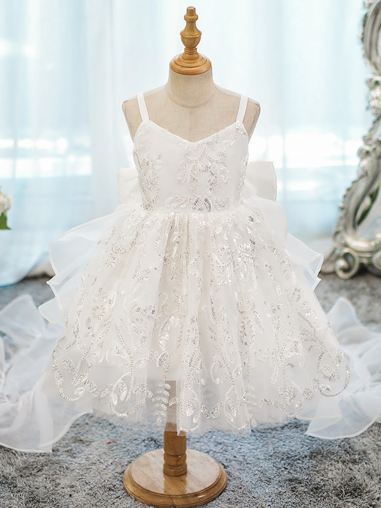 White Flower Girl Birthday Dress Princess Dress