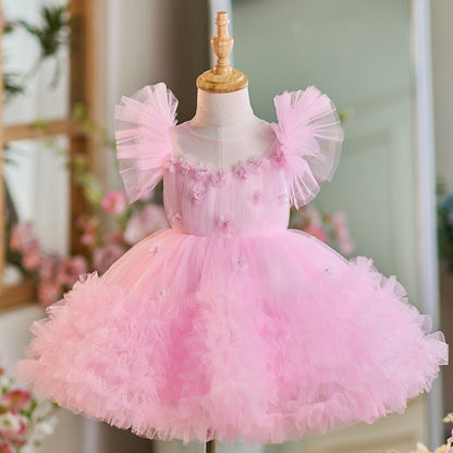 Girls Puffy Dress Flower Girl Birthday Princess Dress