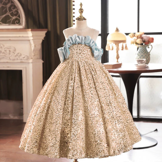 Girls Birthday Party Dress Children Sequin Princess Dress