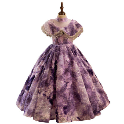 Girls Birthday Princess Dress Purple Children Party Dress