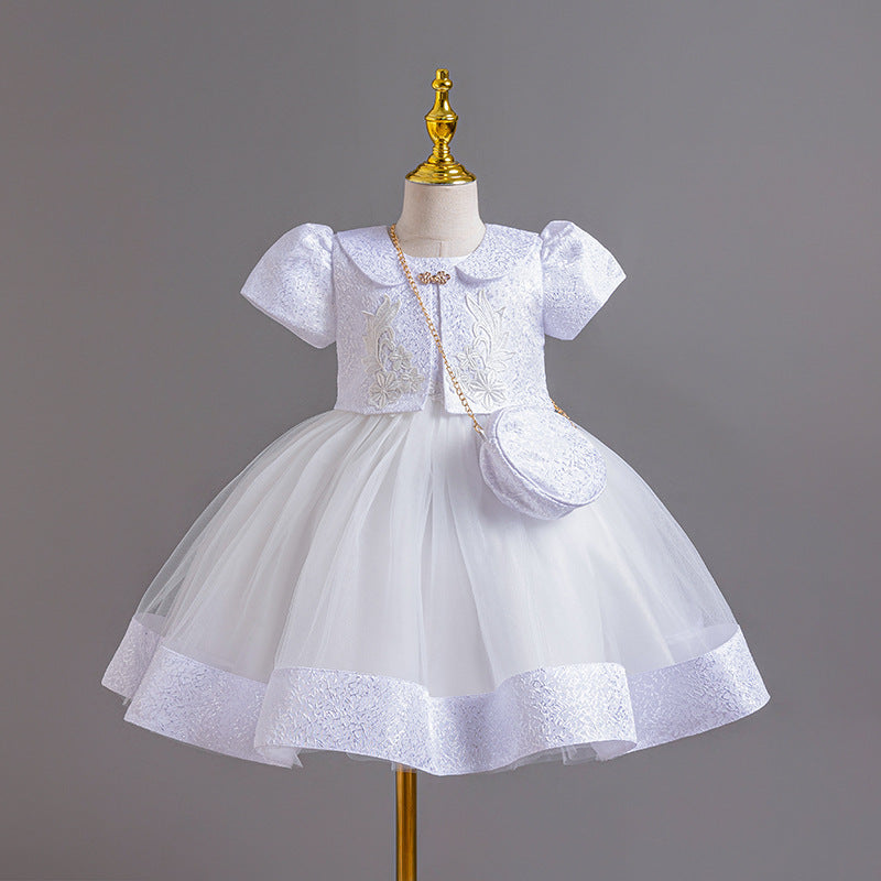 Elegant Baby Girls Mesh Flower Puffy Dress Toddler Princess Dress