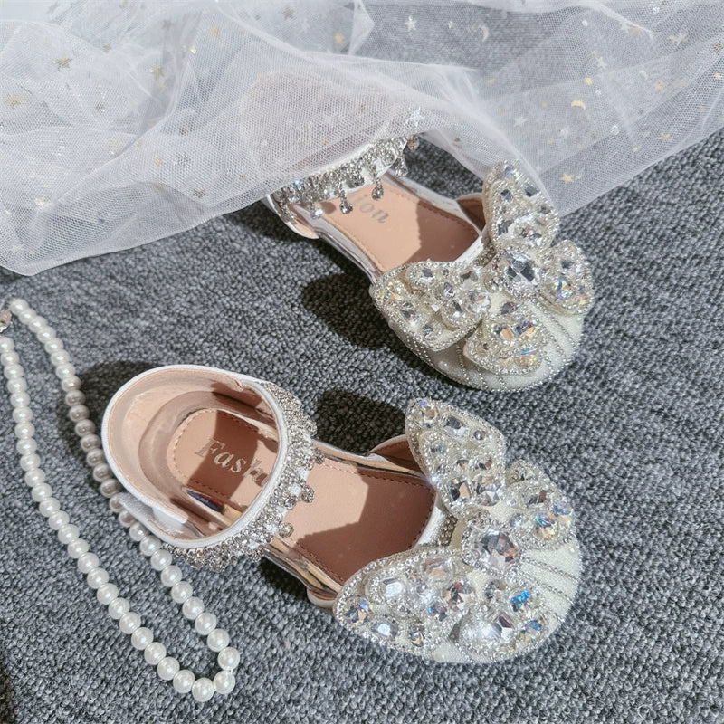 Girls Summer Bow-knot Sandals Rhinestone Shoes