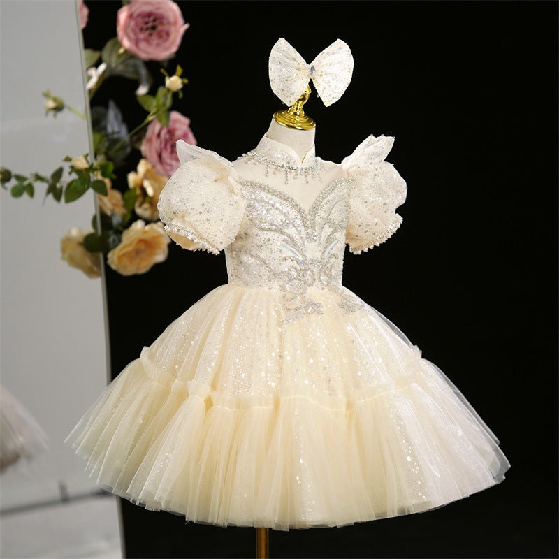 Luxurious Baby Girl Sequins Embroidery Dress Toddler Birthday  Party Dresses