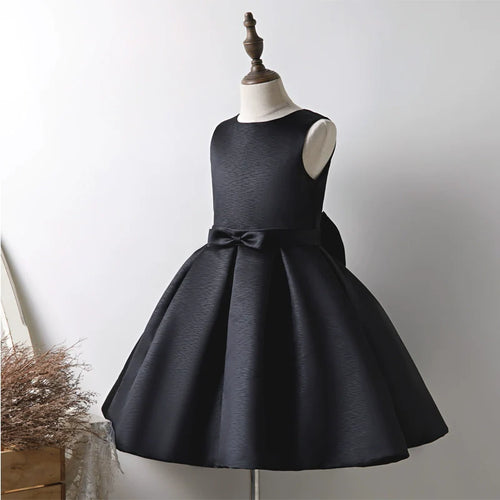 Girls Black Performance Birthday Dress with Bow