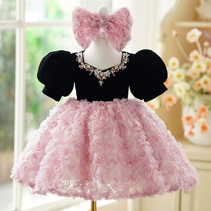 Luxurious Baby Girl Christening Dress Toddler Birthday Party Princess Dress