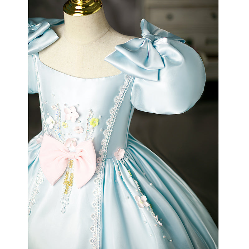 Elegant Girl Bowknot Flower Princess Dress