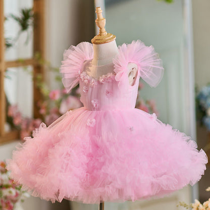 Girls Puffy Dress Flower Girl Birthday Princess Dress