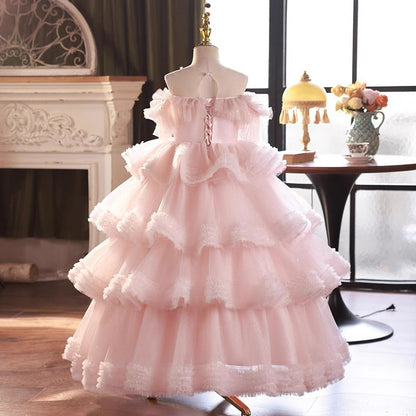 Elegant Baby Pageant Dresses Toddler First Communion Mesh Dress