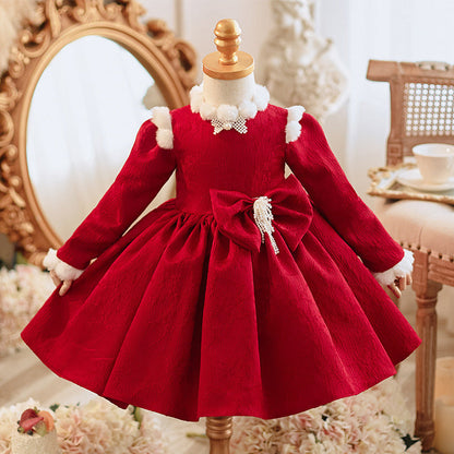 Girls Christmas Beauty Pageant Dress Toddler Embroidery Party Princess Dress